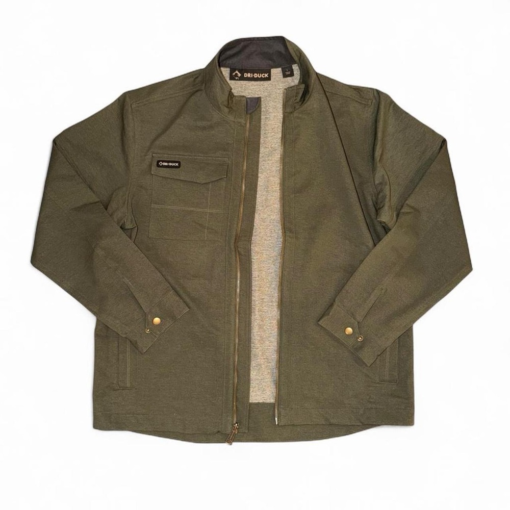 DRI DUCK Olive Green Men’s Fishing Waterproof Outdoor Pocket Zip Jacket Size L